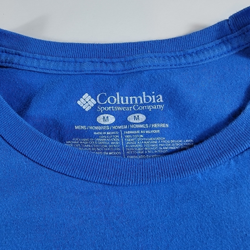 Columbia PFG T Shirt Mens M medium Blue Short Sleeve Cotton Fishing logo - Picture 4 of 6